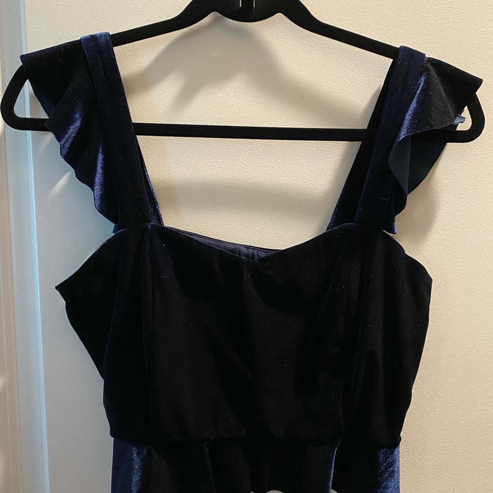 GIANNI BINI Blue Velvet Crop Tank